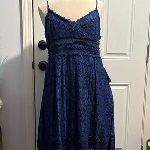 NSR Deep Blue Lace Mini Dress